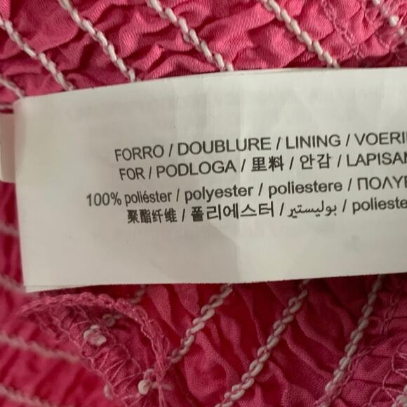 Zara XS NEW Sink Elastic Smocked Fabric Mini Dress Puff Sleeves Flounced Hem - Picture 10 of 10